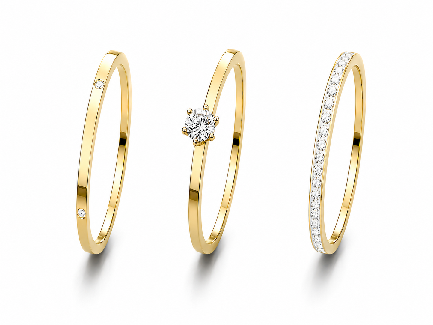 Trio Lumière Ring Set – 18K vergoldet