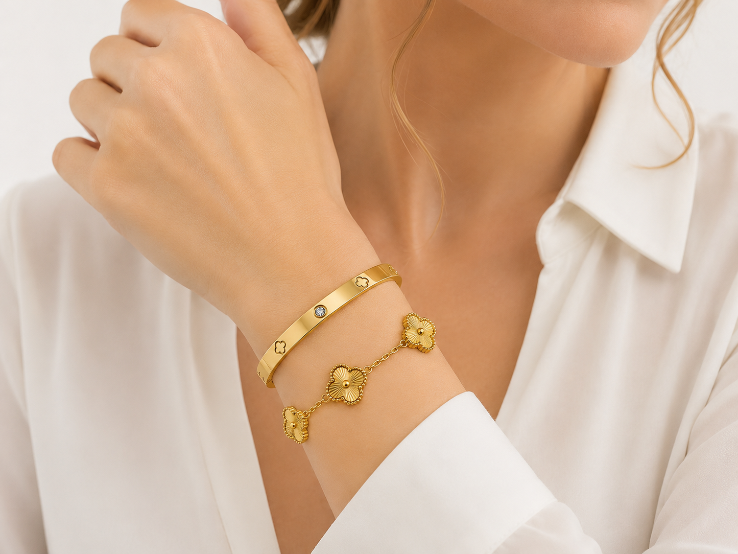 Golden Clover Bracelet Set – 18k vergoldet