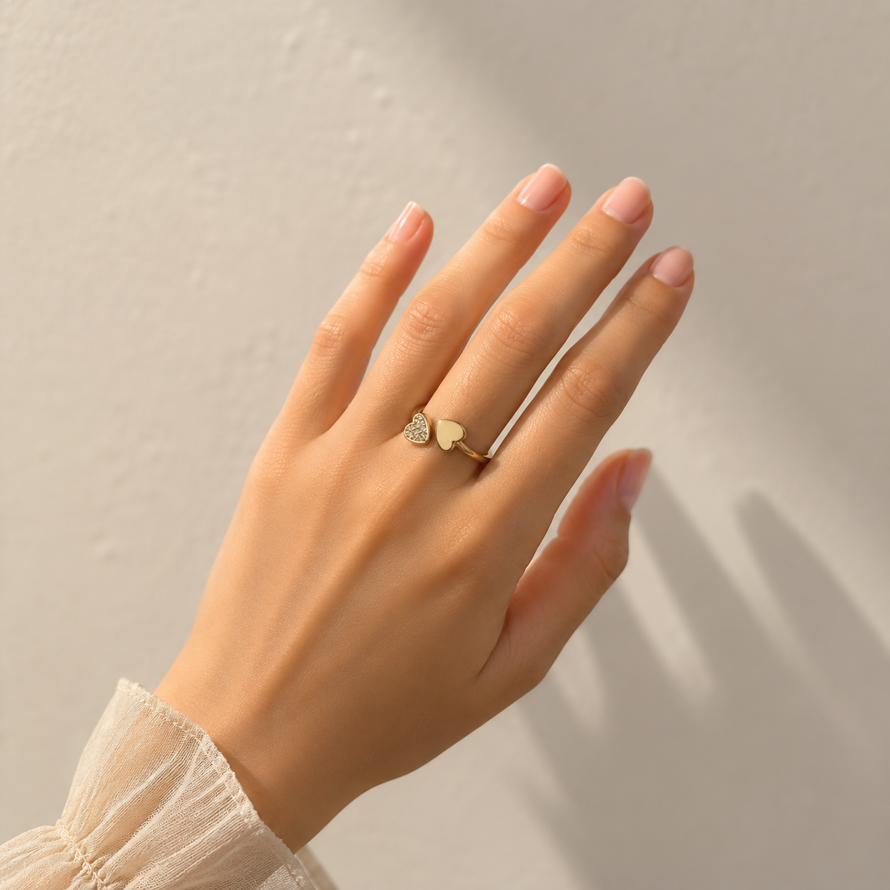 Double Heart Ring – 18K vergoldet