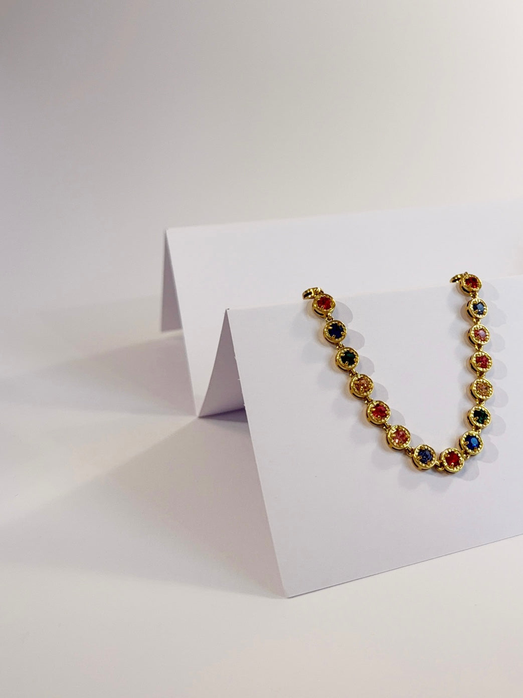 Rainbow Set Kette und Armband 18K vergoldet Detailansicht