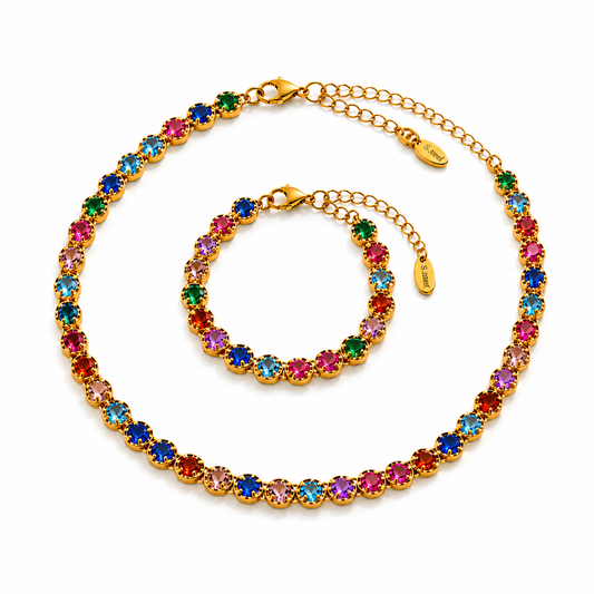 Rainbow Set - Kette & Armband-18k vergoldet