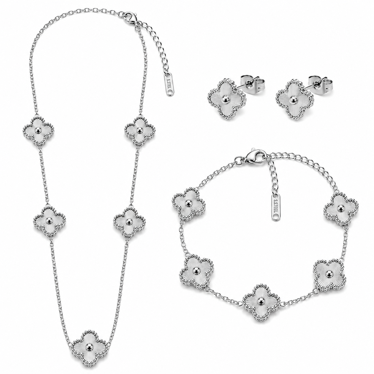 Trèfle Or & Argent Set | 18k vergoldet