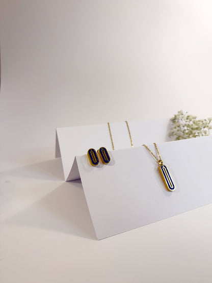 Sapphire Kette und Ohrringe Set Komplettansicht