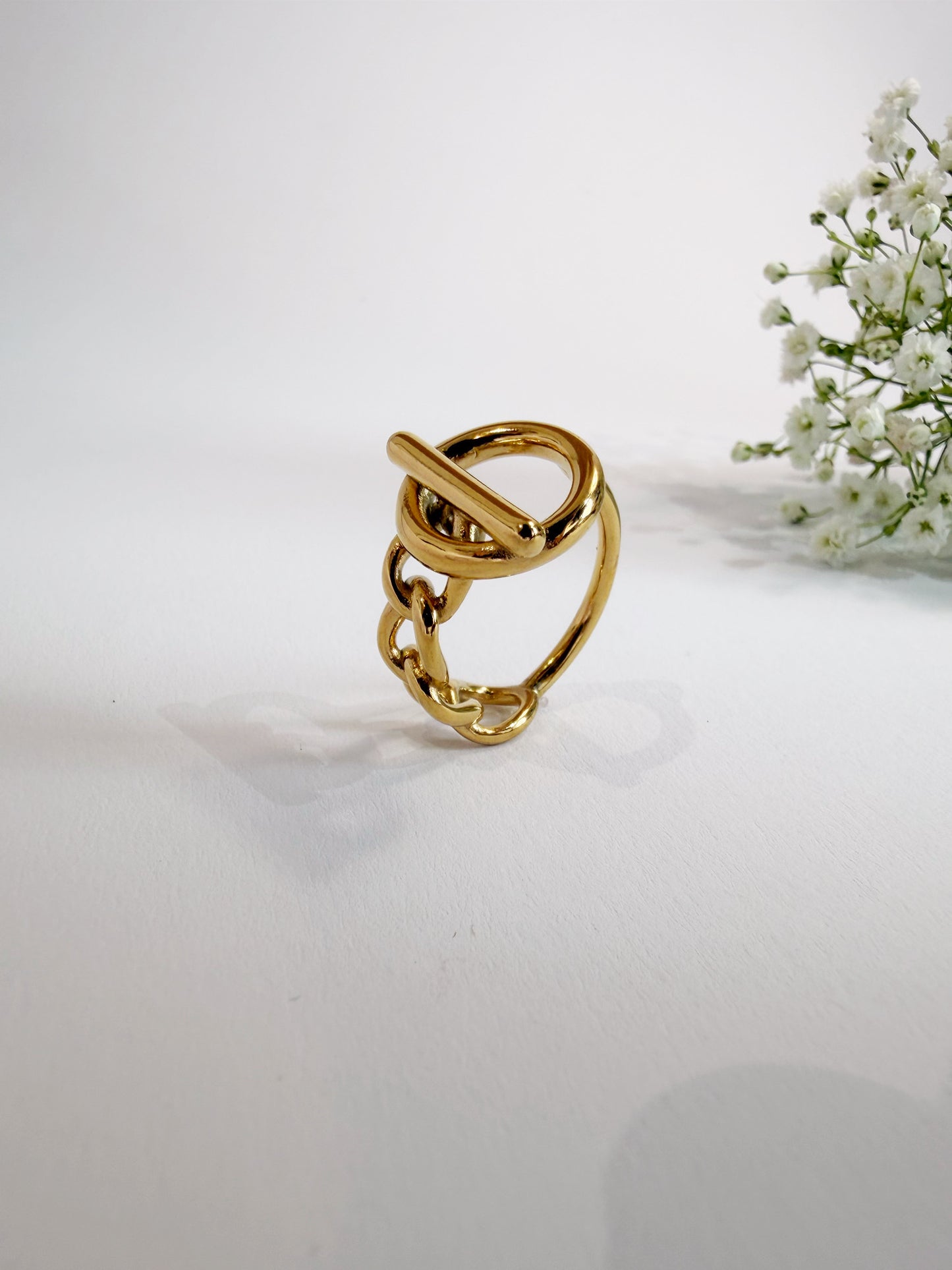 Camellia Ring 18K vergoldet Frontansicht