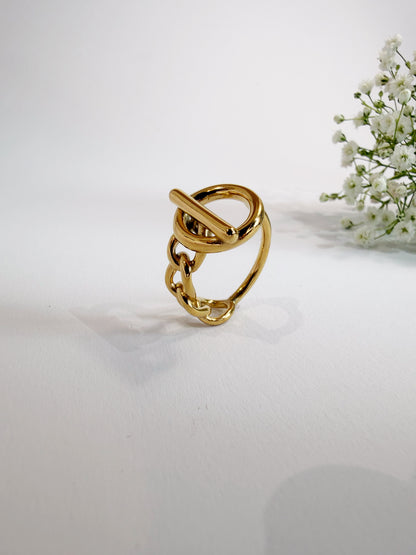 Camellia Ring 18K vergoldet Frontansicht