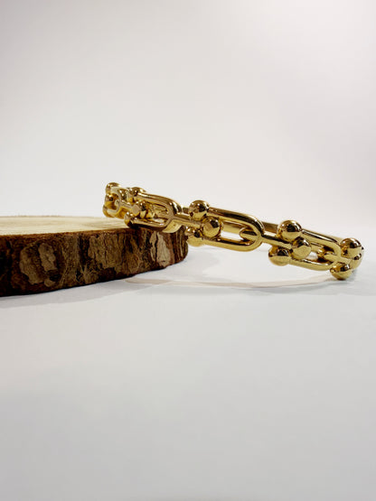 Chain Armreif 18K vergoldet Frontansicht