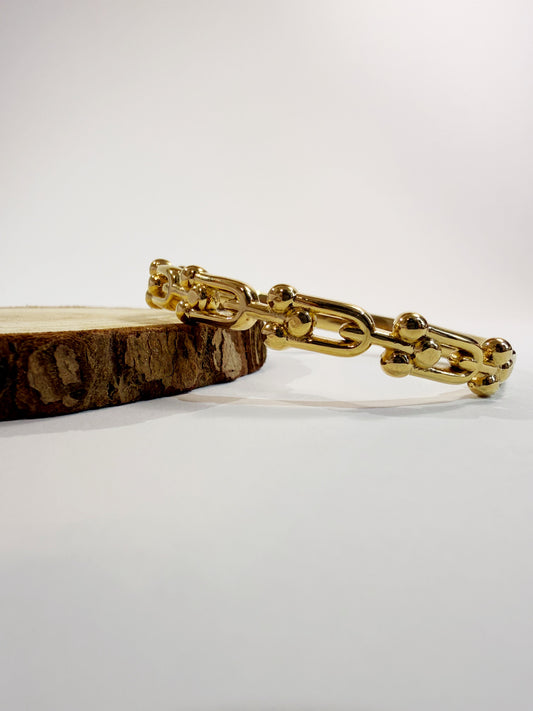 Chain Armreif 18K vergoldet Frontansicht