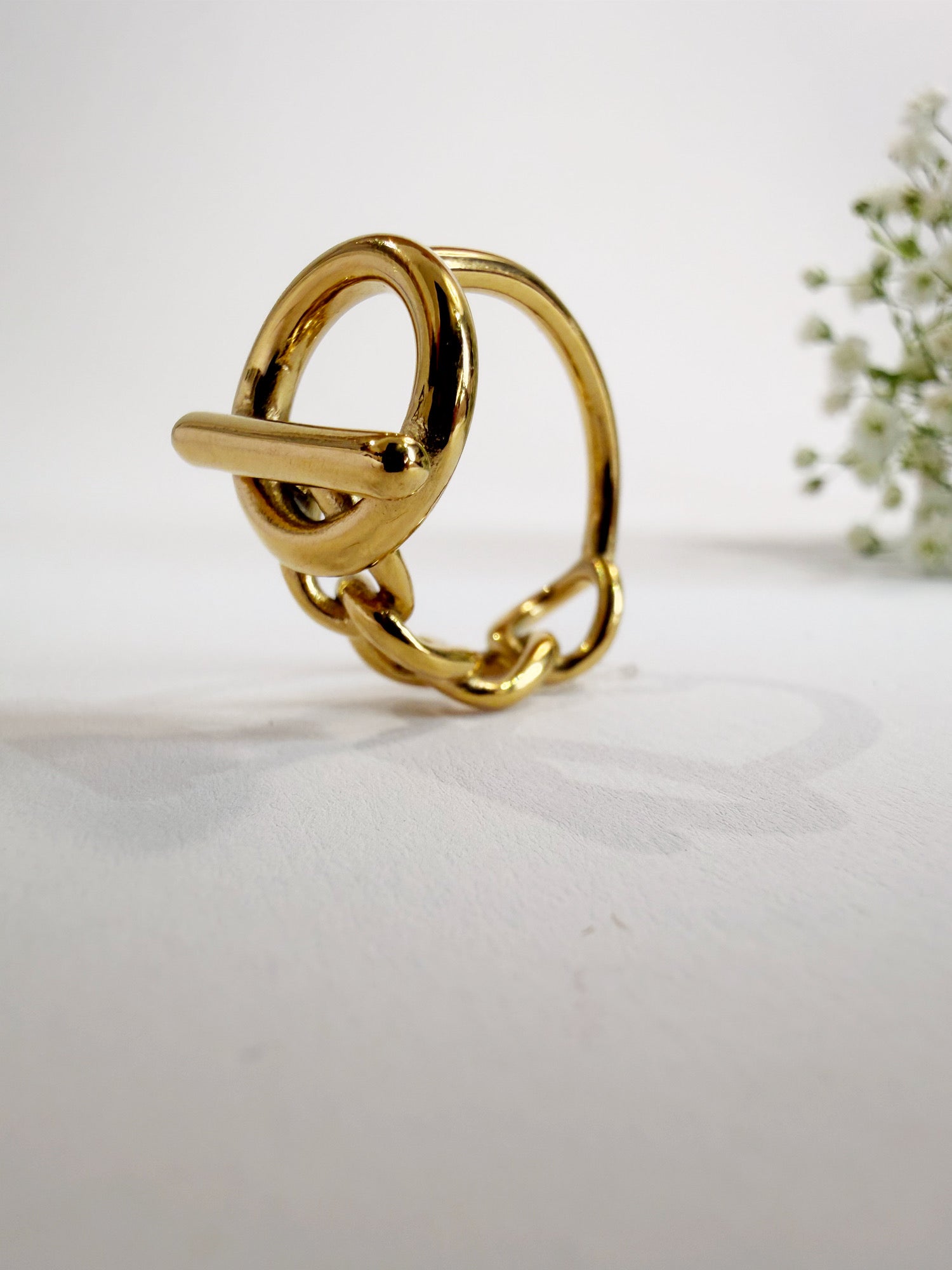 Camellia Ring 18K vergoldet Detailansicht