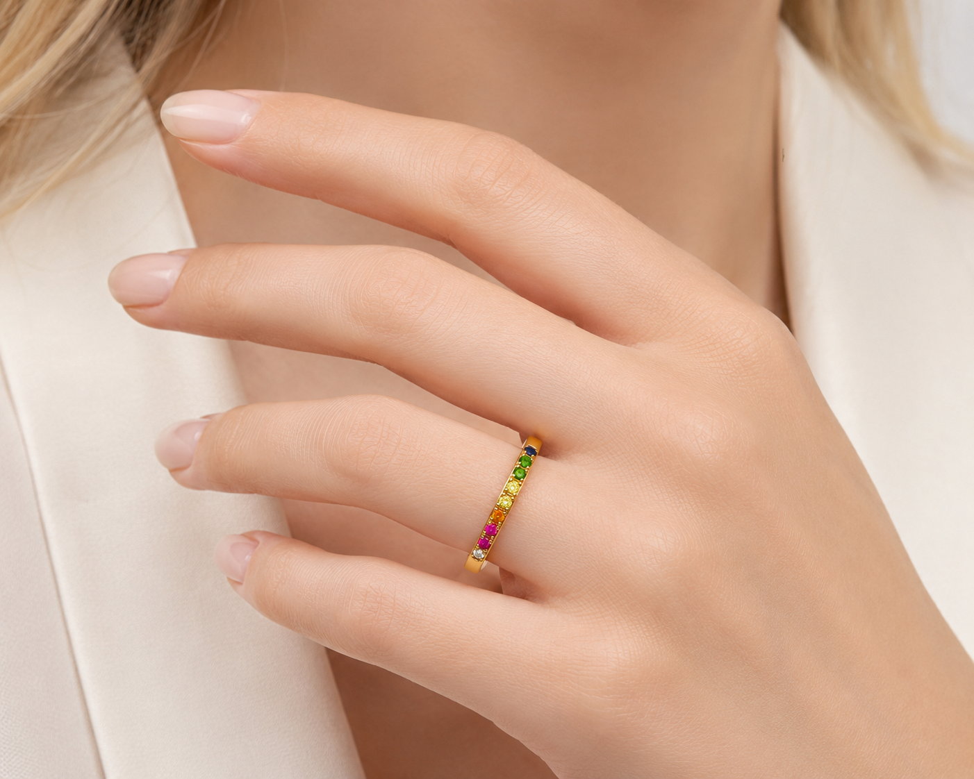 Rainbow Ring – 18K Vergoldetes Regenbogen-Ewigkeitsband