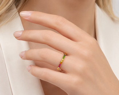 Rainbow Ring – 18K Vergoldetes Regenbogen-Ewigkeitsband