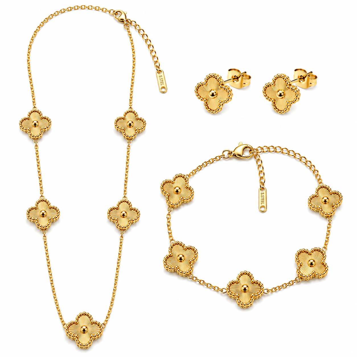 Trèfle Or & Argent Set | 18k vergoldet