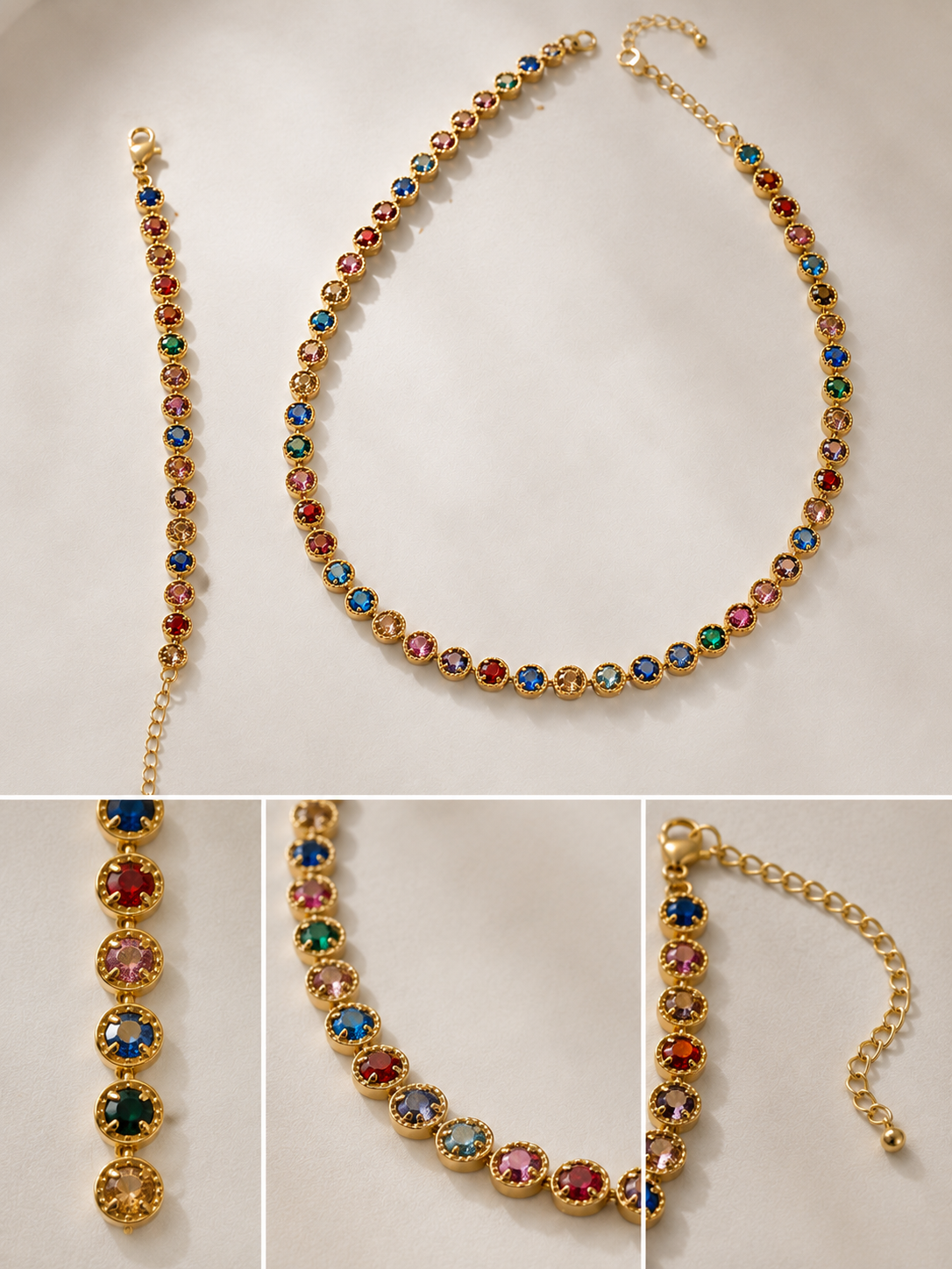 Rainbow Set - Kette & Armband-18k vergoldet
