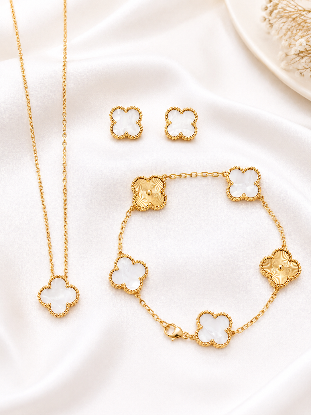 Trèfle Luxe Set | Gold Vermeil & Perlmutt