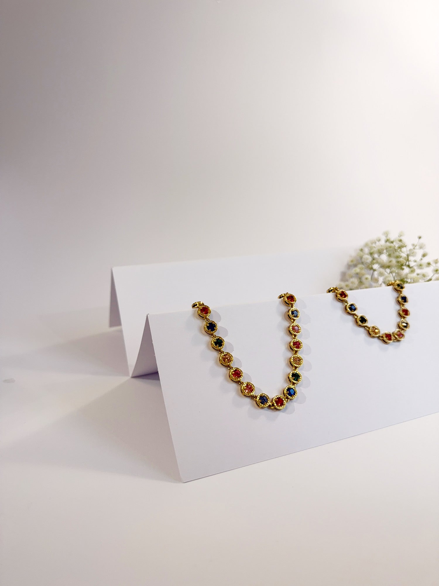 Rainbow Set Kette und Armband 18K vergoldet Komplettansicht