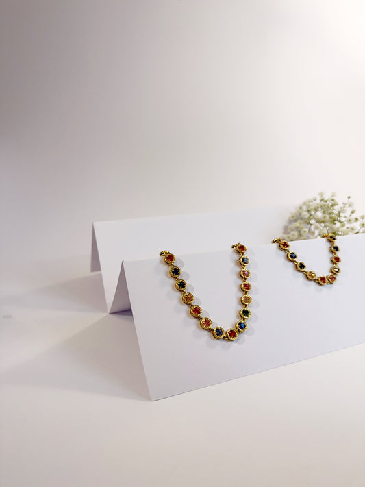 Rainbow Set Kette und Armband 18K vergoldet Komplettansicht