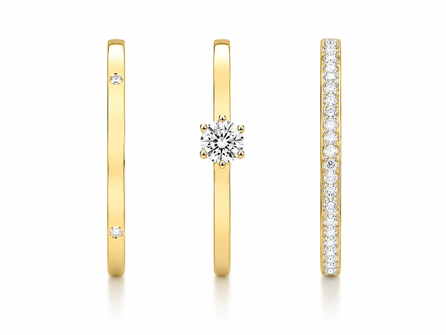 Trio Lumière Ring Set – 18K vergoldet