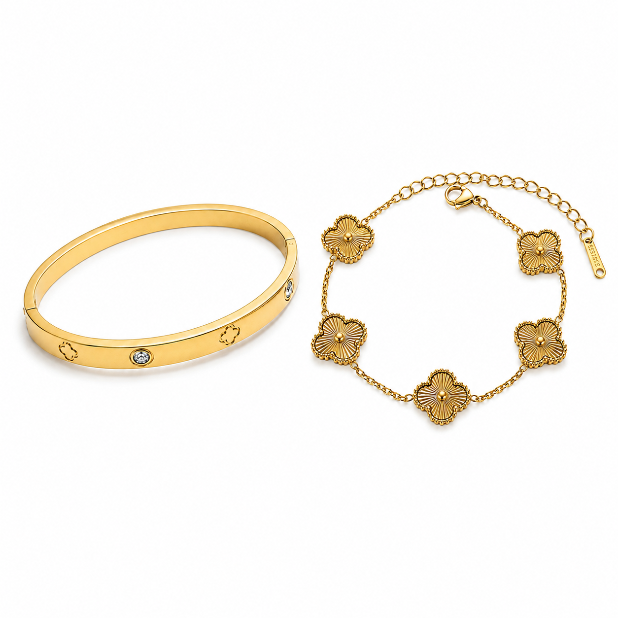 Golden Clover Bracelet Set – 18k vergoldet
