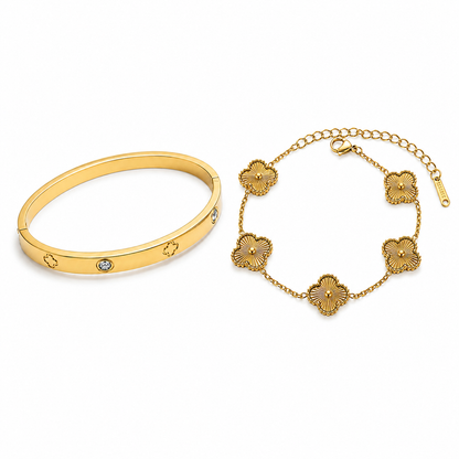 Golden Clover Bracelet Set – 18k vergoldet