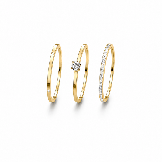 Trio Lumière Ring Set – 18K vergoldet