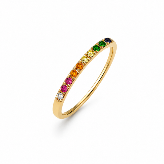 Rainbow Ring – 18K Vergoldetes Regenbogen-Ewigkeitsband