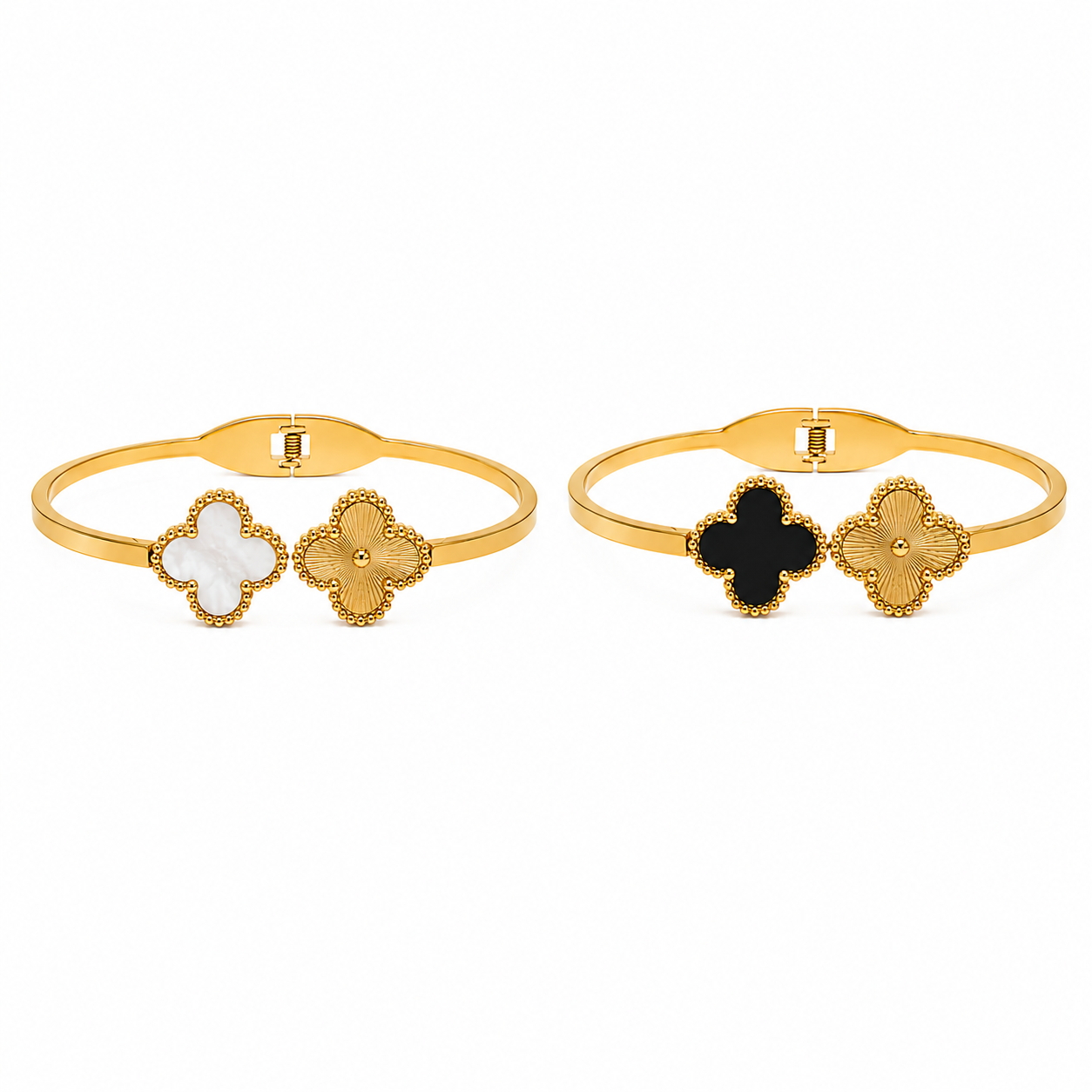 Clover Luxe Armreif | Perlmutt & Onyx