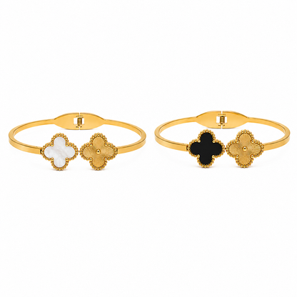 Clover Luxe Armreif | Perlmutt & Onyx