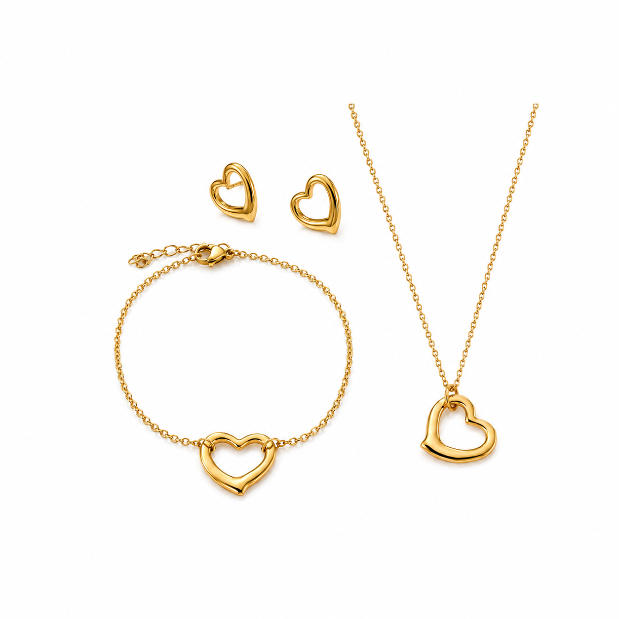 Amore - Kette, Armband & Ohrringe Set- 18k vergoldet