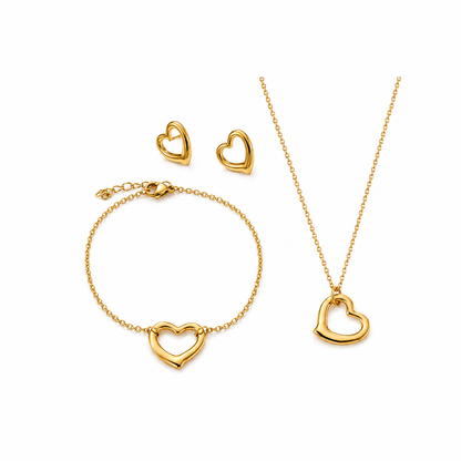 Amore - Kette, Armband & Ohrringe Set- 18k vergoldet