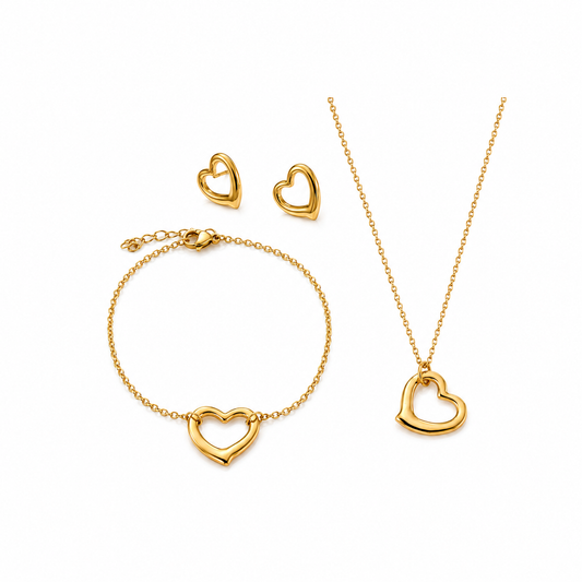Amore - Kette, Armband & Ohrringe Set- 18k vergoldet