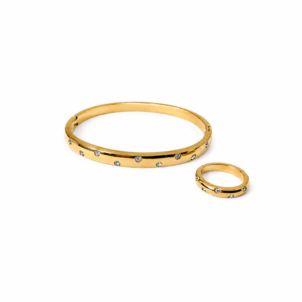 Luna - Armreif & Ring Set- 18k vergoldet
