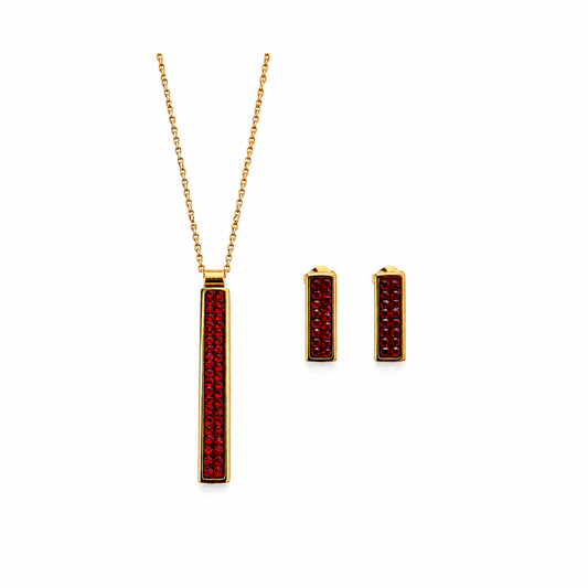 Dahlia - Kette & Ohrringe Set-18k vergoldet