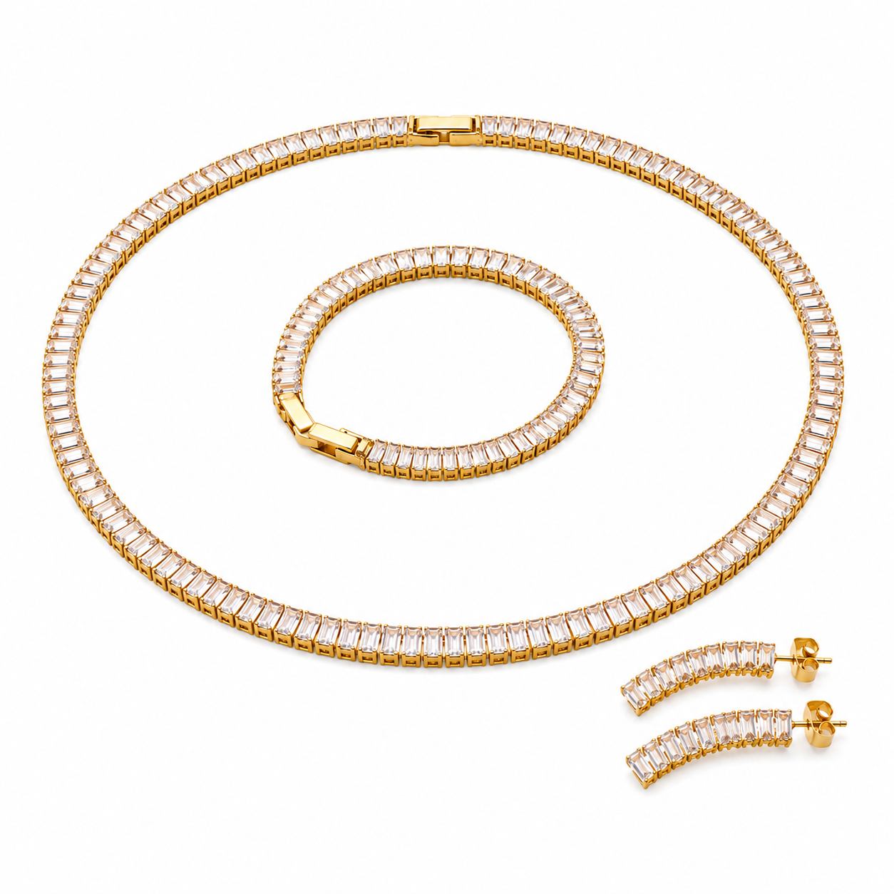 Baguette Tennis Set – 18k vergoldet