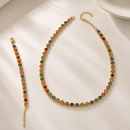 Rainbow Set - Kette & Armband-18k vergoldet