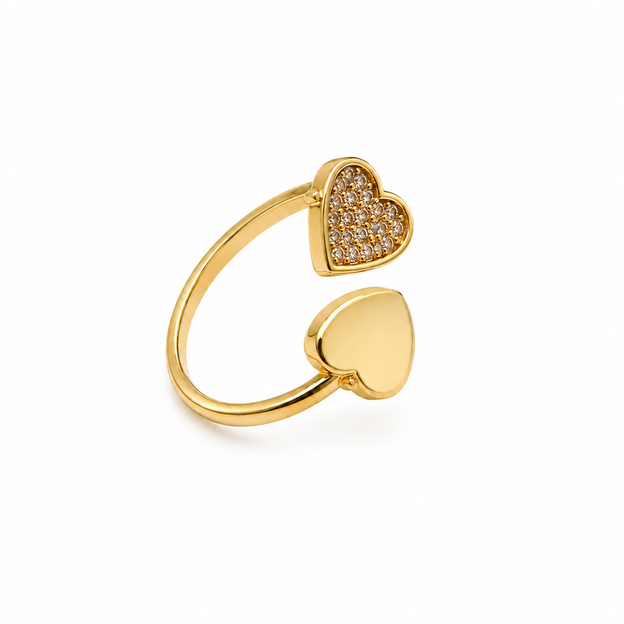 Double Heart Ring – 18K Gold Plated