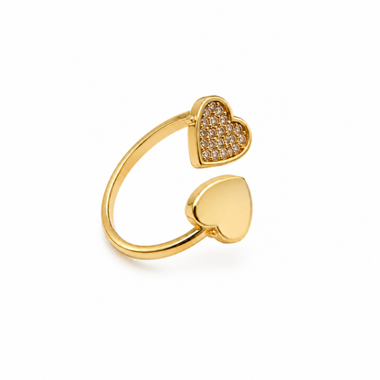 Double Heart Ring – 18K vergoldet