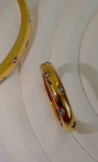 Luna - Armreif & Ring Set- 18k vergoldet